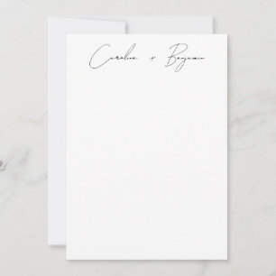 Cartão De Agradecimento Casamento de Script Manuscrito Personalizado Elega