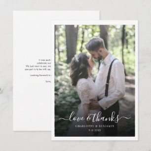Cartão De Agradecimento Casamento de Script Moderno de Foto