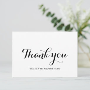 Cartão De Agradecimento Casamento de Script Personalizado Moderno Elegante