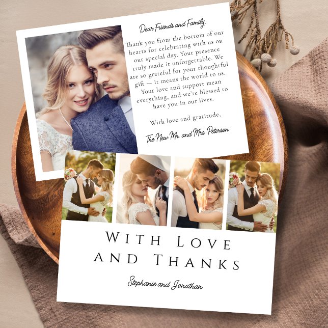 Cartão De Agradecimento Casamento de Script Simples Moderno com na moda St (Criador carregado)