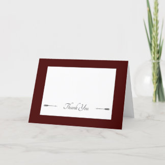 Cartão De Agradecimento Casamento de setas minimalista | Vermelho