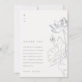 Cartão De Agradecimento Casamento de Sketch Floral Elegante Mínimo
