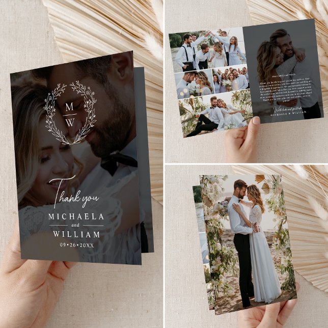 Cartão De Agradecimento Casamento de Sobreposição de Texto de 7 Fotos por  (Criador carregado)