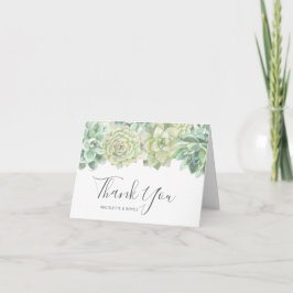 Cartão De Agradecimento Casamento de Suculentes de Aquarela Verde Botânica