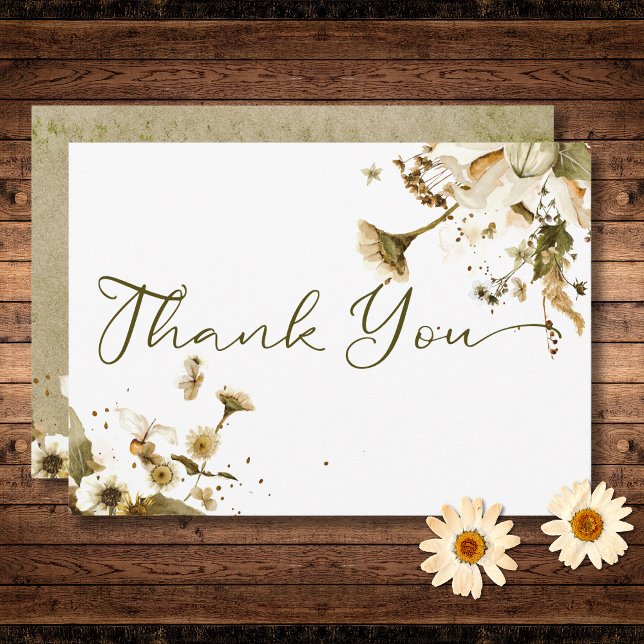 Cartão De Agradecimento Casamento de Summer Wildflower & Daisies (Summer Wildflowers & Daisies Wedding Thank You Card)