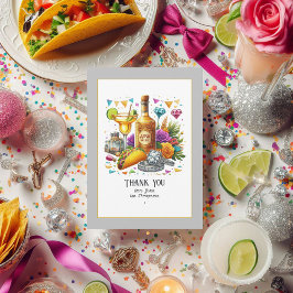 Cartão De Agradecimento Casamento de Taco e Tequila Fiesta Mexicana