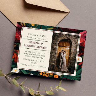 Cartão De Agradecimento Casamento de Teal Verde Cinzento Pintado