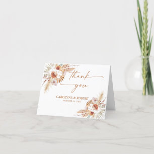Cartão De Agradecimento Casamento de Terracota Boho com Grama das Pampas M