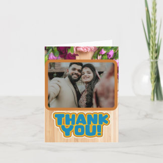 Cartão De Agradecimento Casamento de Textura Floral de Madeira Vibrante