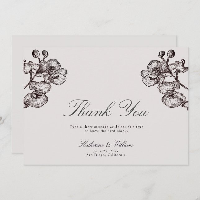 Cartão De Agradecimento Casamento de Tinta 3 Clássica Clássica Moderna Ele (Frente/Verso)