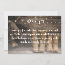 Cartão De Agradecimento Casamento de Vaqueiro Russo Barn & Boots Western