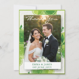 Cartão De Agradecimento Casamento de Verão com Limão e Verde Chartreuse