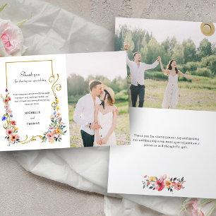 Cartão De Agradecimento Casamento de Verão com Primavera de flor selvagem
