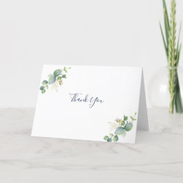 Cartão De Agradecimento Casamento de Verão de Eucalyptus Greenery Rustic.