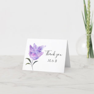 Cartão De Agradecimento Casamento de Verão Floral Purple Lilac Obrigado