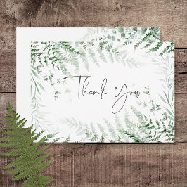 Cartão De Agradecimento Casamento Delicado de Greenery Ferns