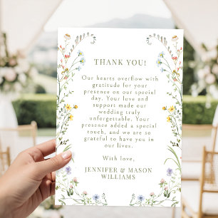 Cartão De Agradecimento Casamento Delicado Flor Selvagem Prado Boho