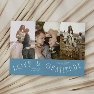 Cartão De Agradecimento Casamento Denim Azul Amor & Gratidão Multi Foto