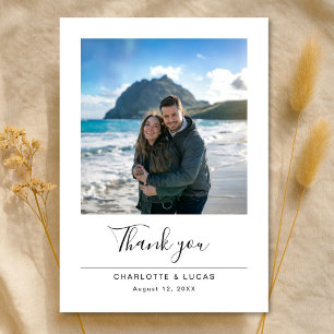 Cartão De Agradecimento Casamento Destino Praia Foto Minimalista Moderna