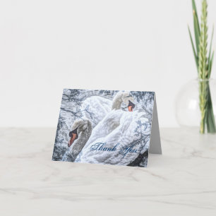 Cartão De Agradecimento casamento do cisne branco do lago de inverno român