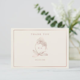 Cartão De Agradecimento Casamento do Monograma da Orquídea Botânica Elegan