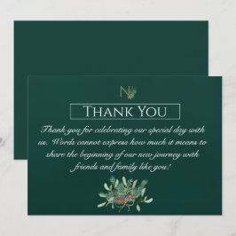 Cartão De Agradecimento Casamento do Monograma de Natal