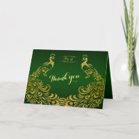 Casamento do Pavão Dourado Verde Real OBRIGADO