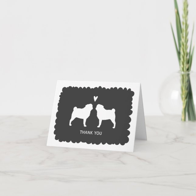 Cartão De Agradecimento Casamento do Pug Obrigado (Frente)