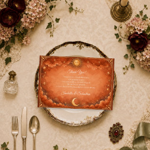 Cartão De Agradecimento Casamento do Sol Lunar Celestial Quente