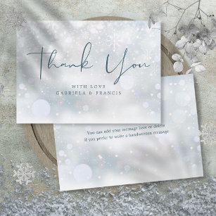 Cartão De Agradecimento Casamento dos Flocos de Neve da Wonderland de inve