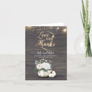 Cartão De Agradecimento Casamento Dourado com a Tipografia de Pumpkin Bran