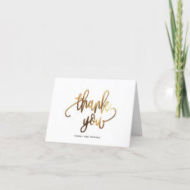 Cartão De Agradecimento Casamento Dourado com a Tipografia do Script Negro