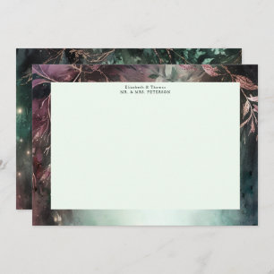 Cartão De Agradecimento Casamento Dourado com as Vinhas Mágicas Florestais