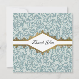 Cartão De Agradecimento Casamento Dourado com rendas da Serenity Blue Broc