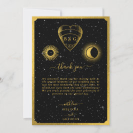 Cartão De Agradecimento Casamento Dourado das Estrelas Celestiais Crescent