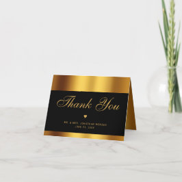 Cartão De Agradecimento Casamento Dourado de Caligrafia de Luxo