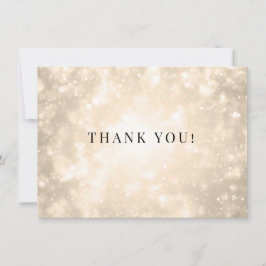Cartão De Agradecimento Casamento Dourado de Champanhe Bokeh Obrigado Nota