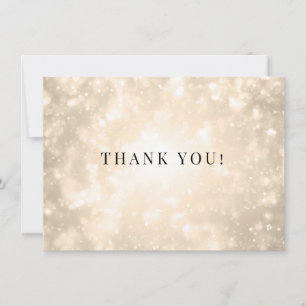 Cartão De Agradecimento Casamento Dourado de Champanhe Bokeh Obrigado Nota