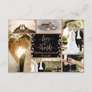 Cartão De Agradecimento Casamento Dourado de Confetti Sparkle Rosa Obrigad