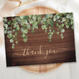 Cartão De Agradecimento Casamento Dourado de Escrita Eucalyptus com Greene