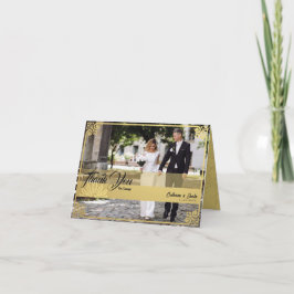 Cartão De Agradecimento Casamento Dourado de Fotografia Pavão em Deco Mode