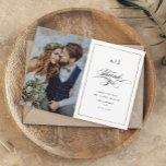 Cartão De Agradecimento Casamento Dourado de Fotografias do Monograma Eleg<br><div class="desc">Este Cartões de agradecimentos de Casamento Dourado Elegante Clássico é simples e versátil. Ele apresenta um design branco chic e preto com um monograma, detalhes de script, simples quadro de ouro e texto editável formal na frente. As costas têm uma segunda foto. Clique no botão editar para personalizar este design....</div>
