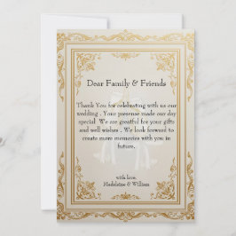 Cartão De Agradecimento Casamento Dourado de Luxury Elegante