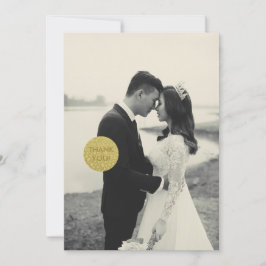 Cartão De Agradecimento Casamento Dourado de Padrões Petais desenhados à m