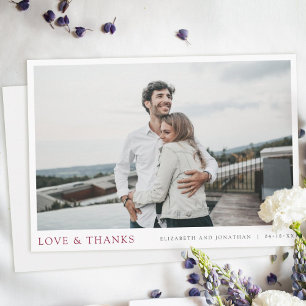 Cartão De Agradecimento Casamento Dourado de Rosa de Foto Moderno Simples