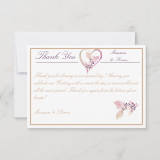 Cartão De Agradecimento Casamento Dourado e Elegante Floral