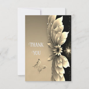 Cartão De Agradecimento Casamento Dourado elegante