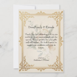 Cartão De Agradecimento Casamento Dourado Elegante Formal de Luxury