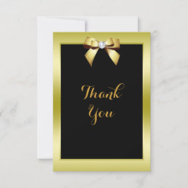 Cartão De Agradecimento Casamento Dourado Glamouroso e Arco Preto