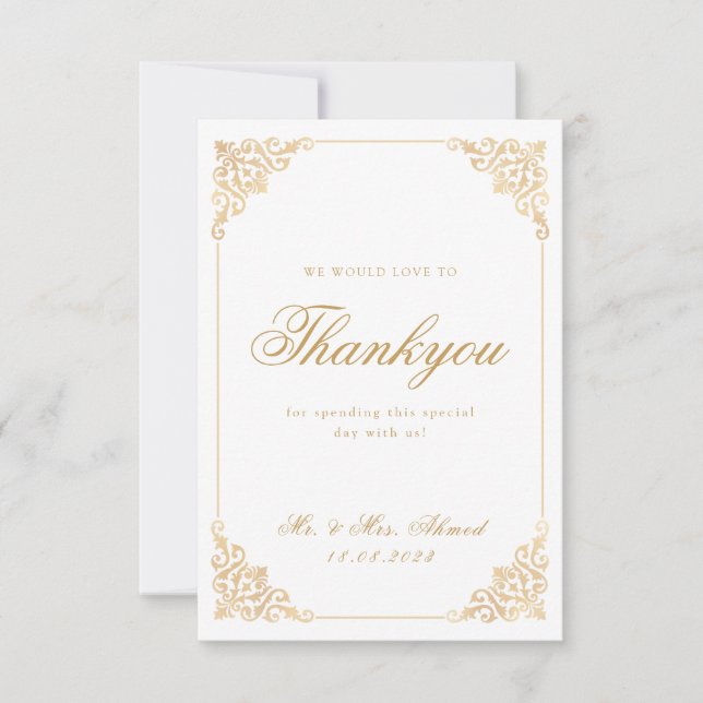 Cartão De Agradecimento Casamento Dourado islâmico muçulmano venenoso (Frente)